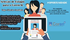 Coren-AL seleciona estagiário de nível superior no curso de Ciências Contábeis