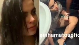Veja vídeo! Ex-BBB Mayla Araújo apanha em banheiro de boate e é filmada no chão