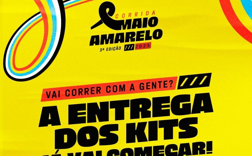 Entrega de kits da 3ª Corrida Maio Amarelo do Detran começa nesta quarta-feira