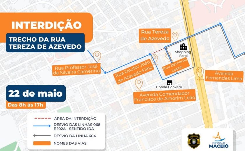 Obras de troca de tubulação de drenagem alteram trânsito no Farol neste domingo (22)