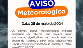 Defesa Civil de Alagoas alerta para possibilidade de chuvas moderadas