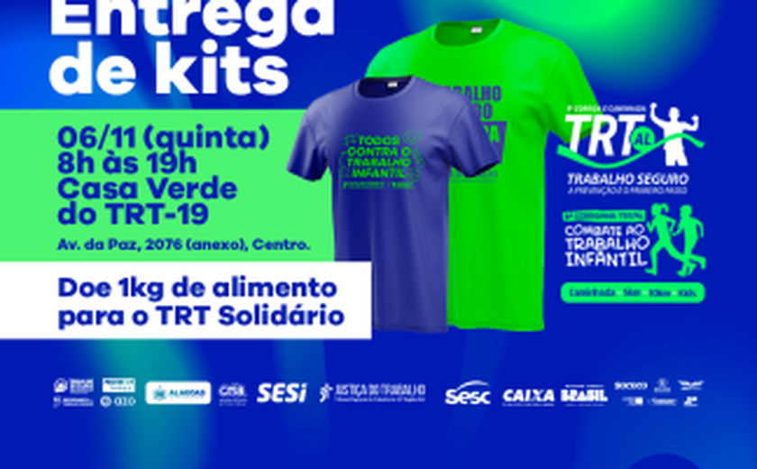Kits da Corrida do TRT/AL serão entregues nos dias 6 e 7 de novembro