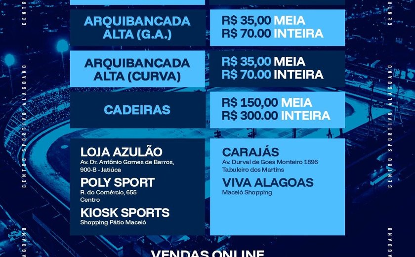 CSA inicia venda de ingressos para partida contra o Floresta