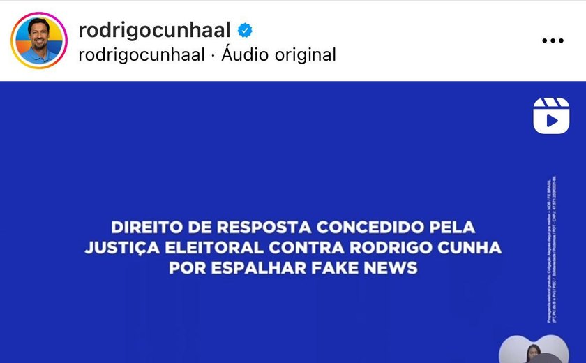 Rodrigo Cunha publica direito de resposta após mentir contra Paulo Dantas