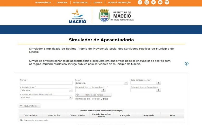 Novo site permite simular aposentadoria em Maceió