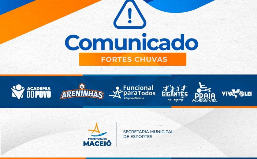Atividades esportivas são suspensas em Maceió devido às fortes chuvas