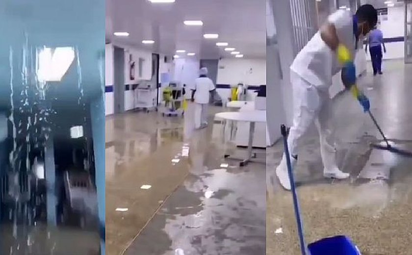 Vazamento de água é registrado no corredor do HGE após grande volume de chuva