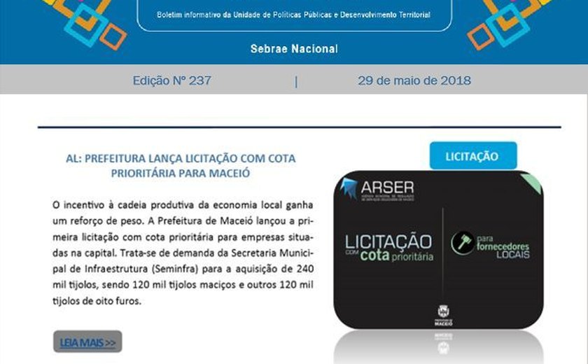 Licitação da Prefeitura de Maceió é destaque em informativo nacional
