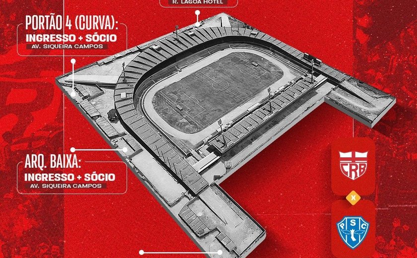 CRB começa a vender ingressos nesta quarta (27) para jogo contra o Paysandu