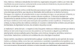 Médicos repudiam ideais fascistas