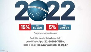 OAB-AL anuncia descontos e traz inovação no pagamento das anuidades 2022