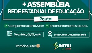 Rede estadual de educação de Alagoas paralisa na próxima terça-feira