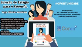 Coren-AL seleciona estagiário de nível superior no curso de Ciências Contábeis