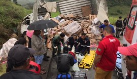 Caminhão tomba na AL-110; acidente aconteceu entre cidades de Viçosa e Chã Preta