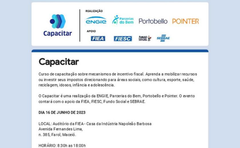 Maceió recebe capacitação gratuita sobre Leis de Incentivo Fiscal