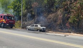Veículo pega fogo na rodovia AL-101 Norte nesta segunda-feira (28)
