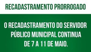 Recadastramento de servidores tem prazo prorrogado, em Palmeira