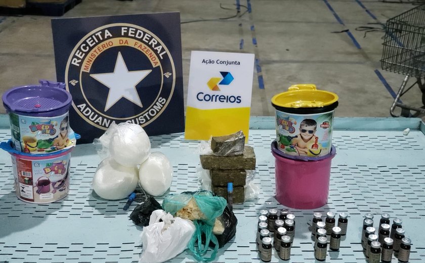 Receita Federal apreende R$ 218 mil em drogas dentro de baldes de brinquedo