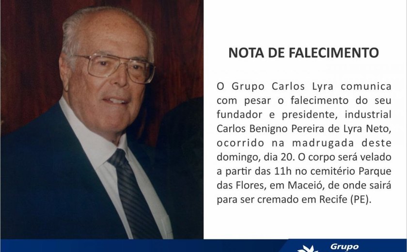 Morre aos 92 anos, o industrial Carlos Lyra