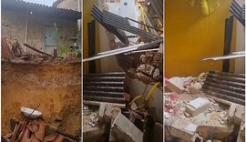 Muro cai em residência e moradores são resgatados e levados para o HGE