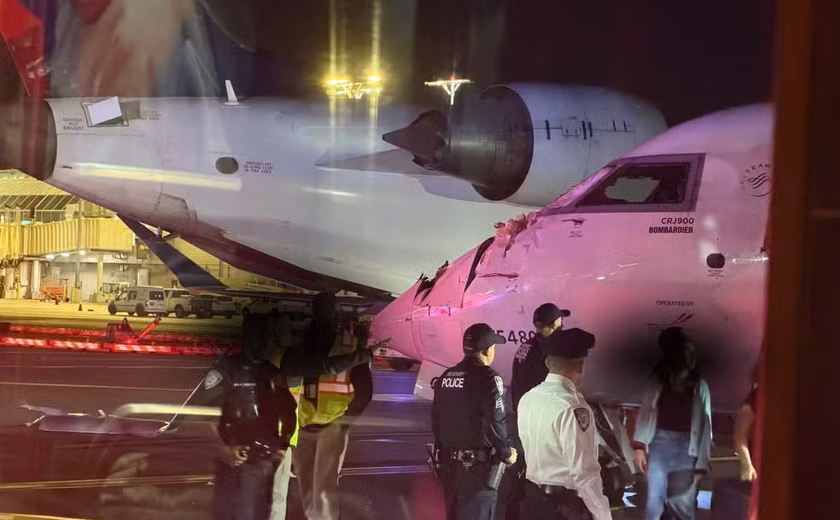 Aviões da Delta batem enquanto taxiavam em aeroporto de Nova York; comissária fica ferida