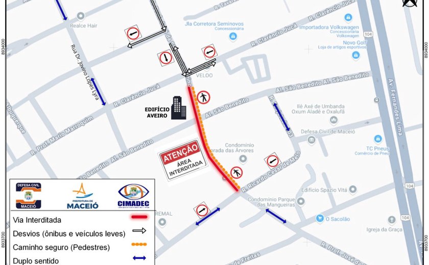 Trecho de rua no Pinheiro é interditado para demolição de edifício