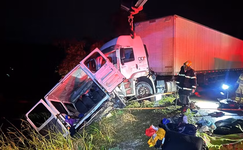 Batida entre carreta e van deixa nove pessoas mortas na BR-251