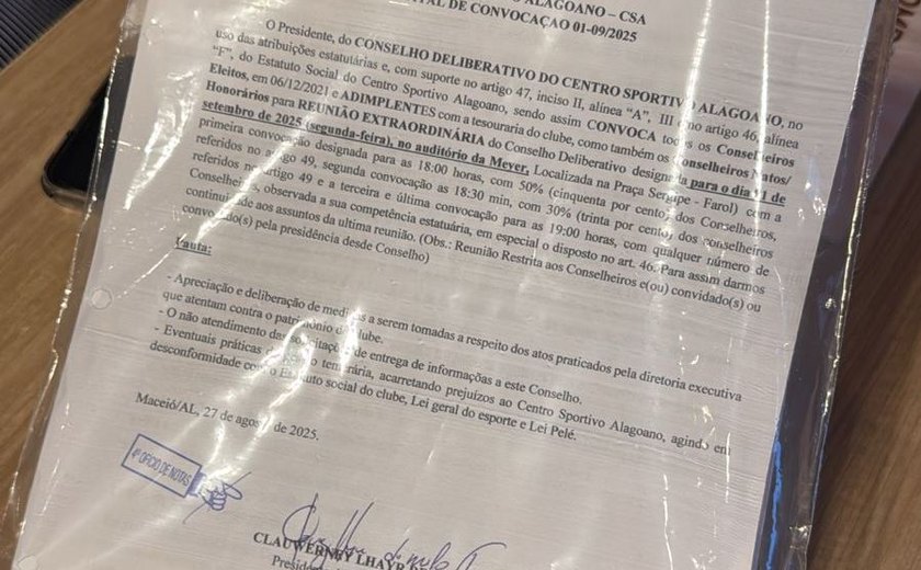 Corregedoria arquiva processo administrativo do CSA após decisão judicial determinar registro de ata