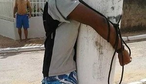 Suspeito de tentativa de estupro é amarrado em poste por populares em Tanque D’Arca