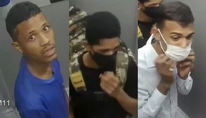 PC divulga imagens de trio que assaltou joalheria no Edifício Breda