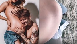 Gabi Brandt volta a impressionar com tamanho da barriga: 'rindo de nervoso'