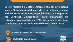Painel Orçamentário vai esclarecer situação da Ufal para a comunidade