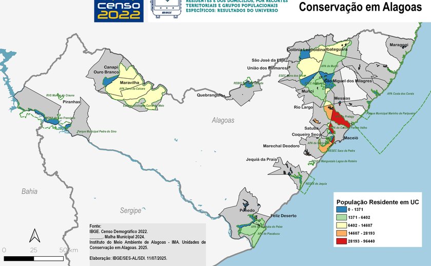 Censo 2022: quase 9% da população de AL vive em unidades de conservação