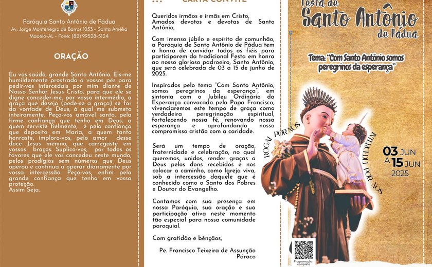 Festa de Santo Antônio de Pádua segue até o dia 15, no bairro de Santa Amélia