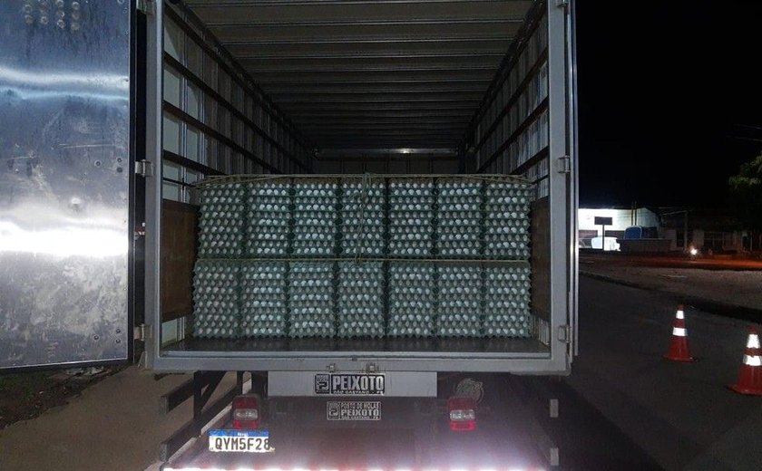Operação conjunta apreende 2.500 bandejas de ovos sem nota fiscal na AL-115