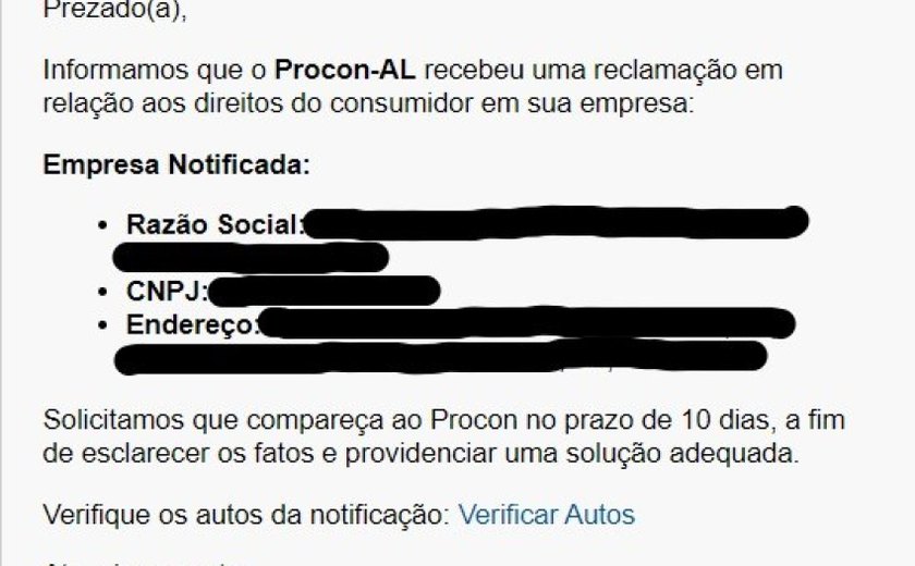 Procon Maceió faz alerta sobre e-mail falso