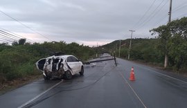 Após perder controle de veículo, condutor derruba dois postes na AL-101 Norte