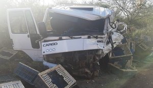 Motorista de caminhão fica preso as ferragens após colisão