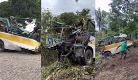 Parte do ônibus que caiu na Serra da Barriga é retirada após sete meses da tragédia