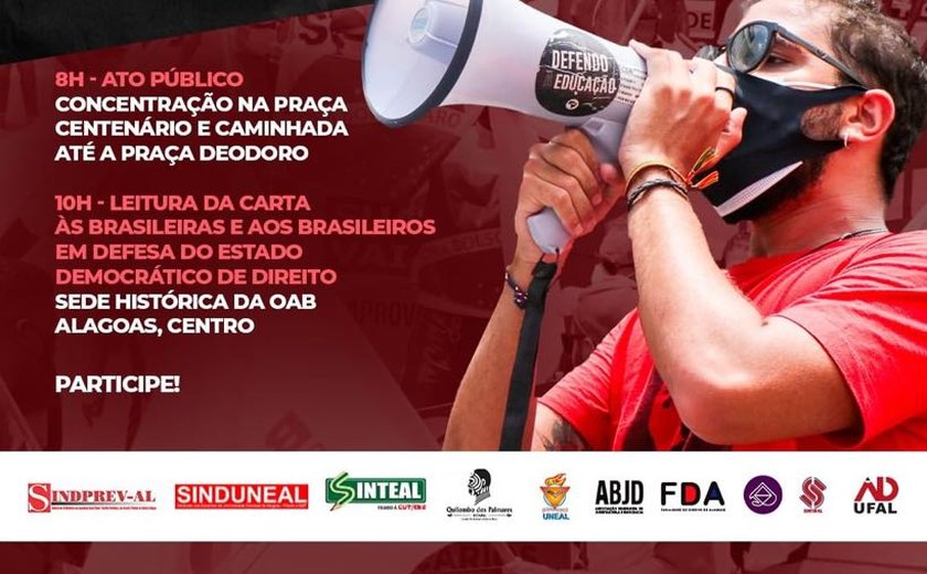Movimentos sociais realizam ato em defesa do Estado Democrático de Direito nesta quinta-feira (11)