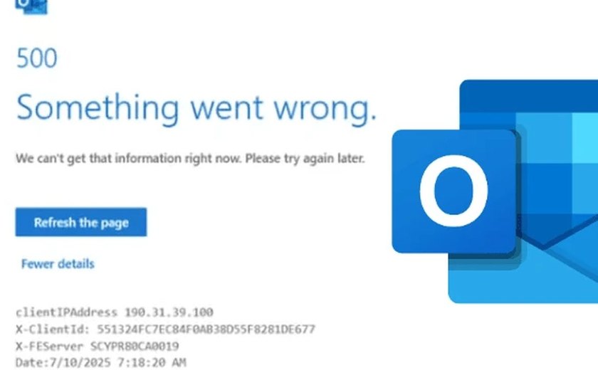 Outlook fica fora do ar após falha global no Microsoft 365