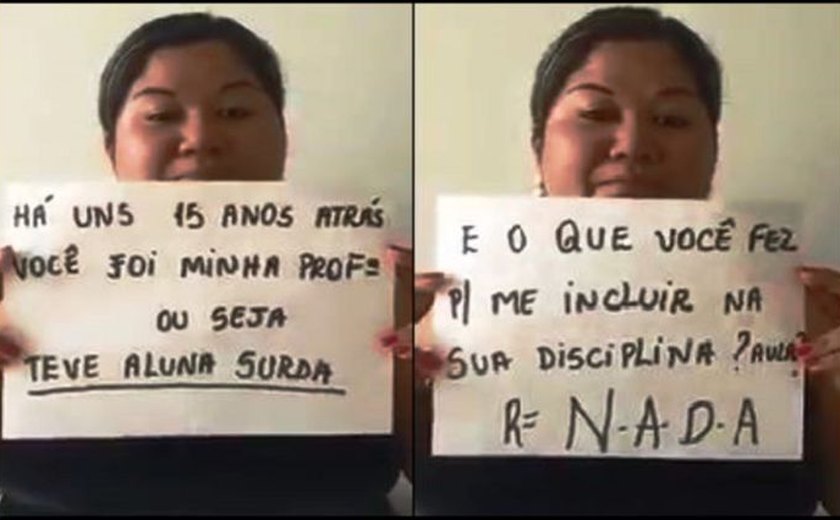 Mulher surda faz vídeo em resposta à professora que criticou tema da redação