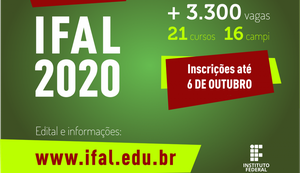 Ifal abre mais de três mil vagas para seleção de estudantes para os cursos técnicos
