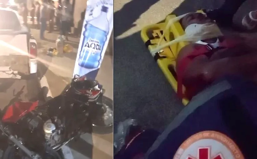 Motociclista perde controle da moto e bate em traseira de veículo estacionado