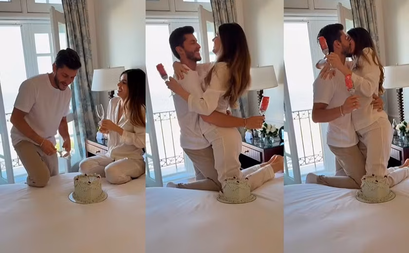 Camila Queiroz e Klebber Toledo anunciam sexo do primeiro filho