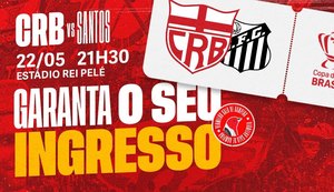 Ingressos para CRB x Santos estão à venda em terceiro lote