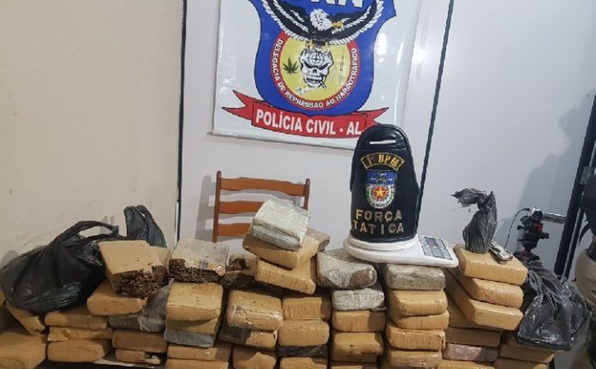 Operação policial apreende 50 quilos de maconha na parte alta de Maceió