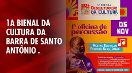 1ª Bienal da Cultura da Barra de Santo Antônio começa dia 4 de novembro