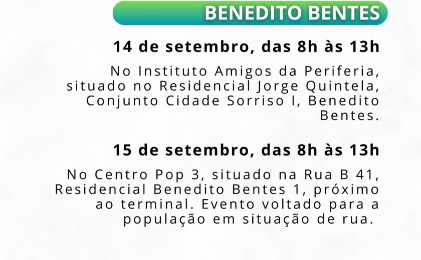 Defensoria Pública realiza ações itinerantes no Benedito Bentes nesta semana