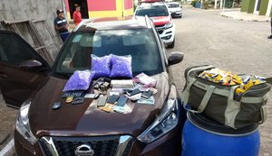 Operação prende suspeitos de tráfico e apreende dinheiro, arma e drogas